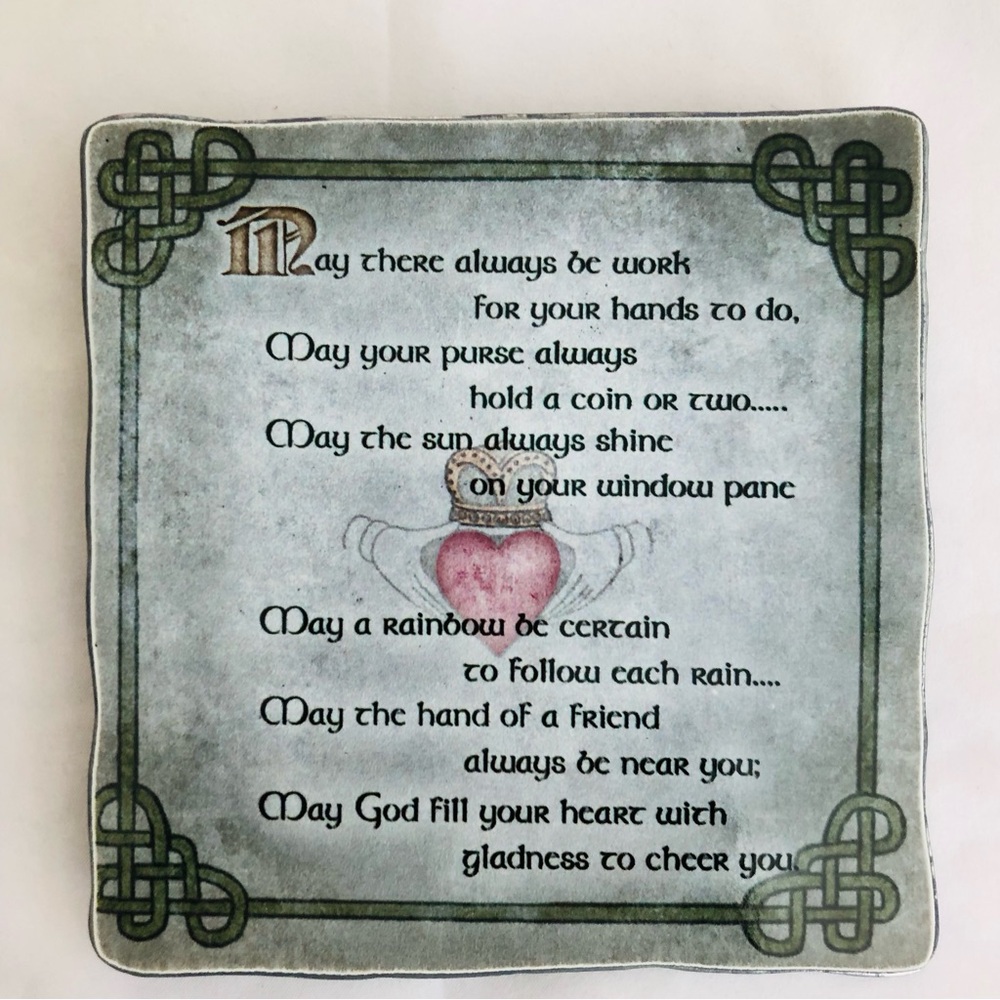 Irish Blessing Metal Plaque with hinged stand. Art Metal 5” x 5”